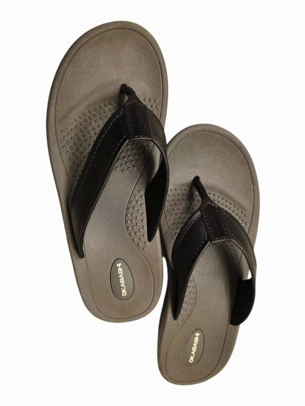 Okabashi Men’s Flip Flops Large 8-8.5 Gray Black